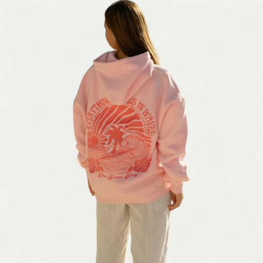 Oversized Cotton Blend Hoodie with Graphic Back Print