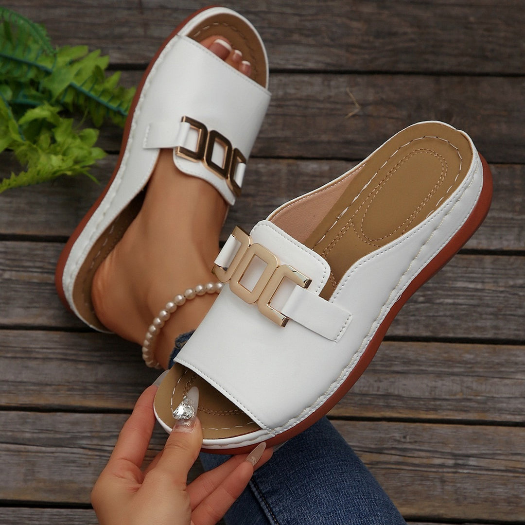 Orthopedic Slip On Sandals with Chain Detail