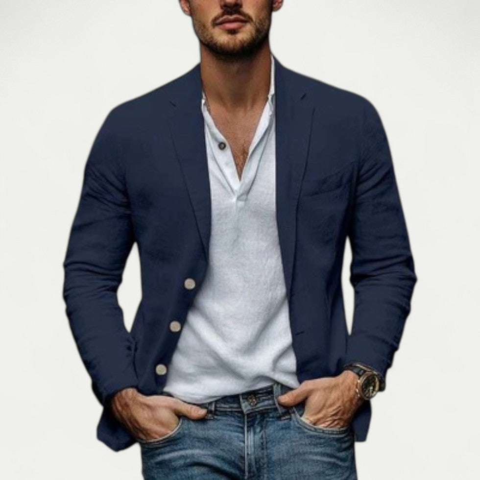 Men's Linen Blazer Casual Slim Fit Lightweight Suit Jacket
